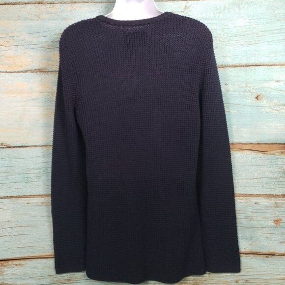 NLST Men's Navy Blue Knit Sweater Long Sleeves Side Slits Size Medium NWOT - Picture 5 of 8